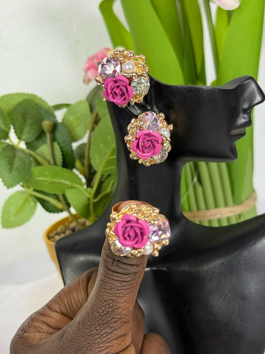 Ensemble boucle d’oreilles + bague